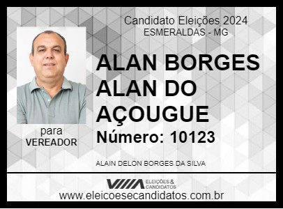 Candidato ALAN BORGES ALAN DO AÇOUGUE 2024 - ESMERALDAS - Eleições