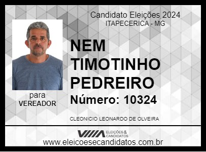 Candidato NEM TIMOTINHO PEDREIRO 2024 - ITAPECERICA - Eleições