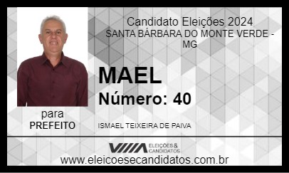 Candidato MAEL 2024 - SANTA BÁRBARA DO MONTE VERDE - Eleições