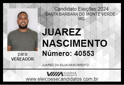 Candidato JUAREZ NASCIMENTO 2024 - SANTA BÁRBARA DO MONTE VERDE - Eleições