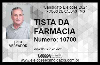 Candidato TISTA DA FARMÁCIA 2024 - POÇOS DE CALDAS - Eleições