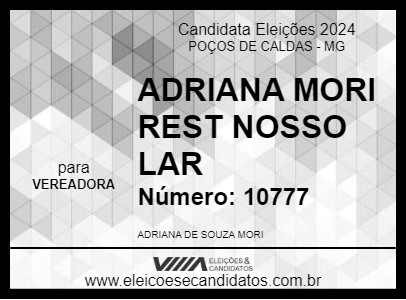 Candidato ADRIANA MORI REST NOSSO LAR 2024 - POÇOS DE CALDAS - Eleições