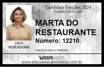 Candidato MARTA DO RESTAURANTE 2024 - TUMIRITINGA - Eleições