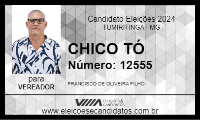 Candidato CHICO TÓ 2024 - TUMIRITINGA - Eleições