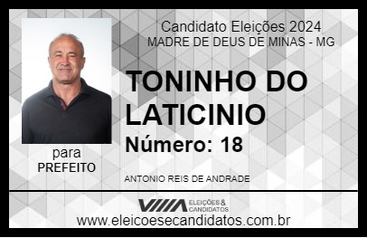 Candidato TONINHO DO LATICINIO 2024 - MADRE DE DEUS DE MINAS - Eleições