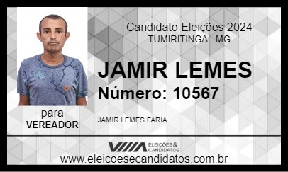 Candidato JAMIR LEMES 2024 - TUMIRITINGA - Eleições