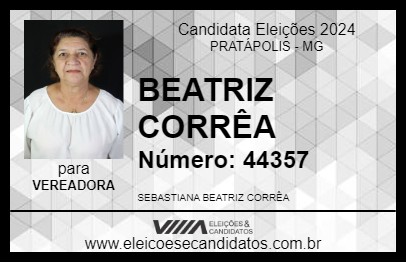 Candidato BEATRIZ CORRÊA 2024 - PRATÁPOLIS - Eleições