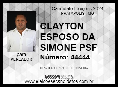 Candidato CLAYTON ESPOSO  DA SIMONE PSF 2024 - PRATÁPOLIS - Eleições