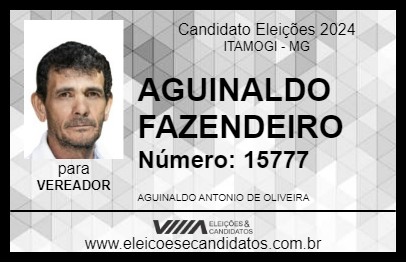 Candidato AGUINALDO FAZENDEIRO 2024 - ITAMOGI - Eleições