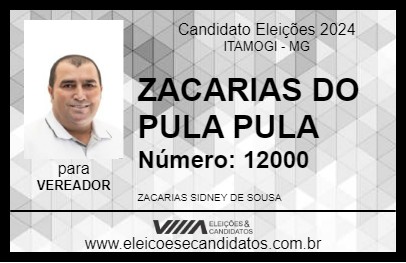 Candidato ZACARIAS DO PULA PULA 2024 - ITAMOGI - Eleições