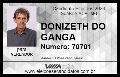 Candidato DONIZETH DO GANGA 2024 - GUARDA-MOR - Eleições