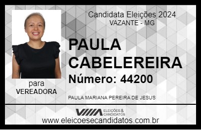 Candidato PAULA CABELEREIRA 2024 - VAZANTE - Eleições