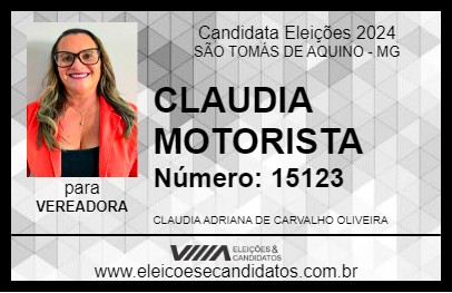 Candidato CLAUDIA MOTORISTA 2024 - SÃO TOMÁS DE AQUINO - Eleições