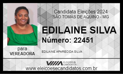 Candidato EDILAINE SILVA 2024 - SÃO TOMÁS DE AQUINO - Eleições