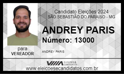 Candidato ANDREY PARIS 2024 - SÃO SEBASTIÃO DO PARAÍSO - Eleições