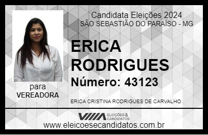 Candidato ERICA RODRIGUES 2024 - SÃO SEBASTIÃO DO PARAÍSO - Eleições