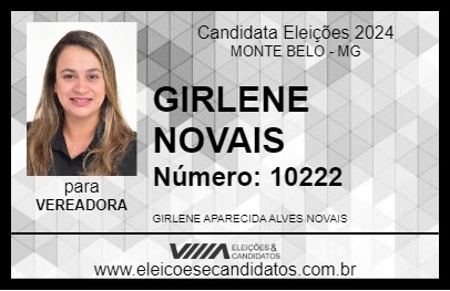 Candidato GIRLENE NOVAIS 2024 - MONTE BELO - Eleições