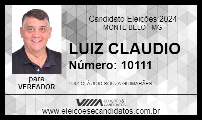 Candidato LUIZ CLAUDIO 2024 - MONTE BELO - Eleições