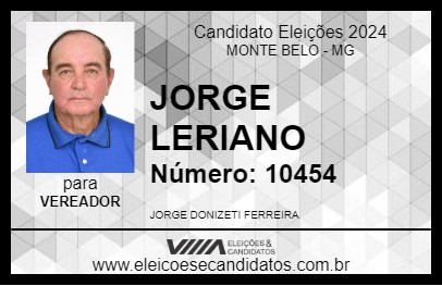 Candidato JORGE LERIANO 2024 - MONTE BELO - Eleições