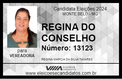 Candidato REGINA DO CONSELHO 2024 - MONTE BELO - Eleições