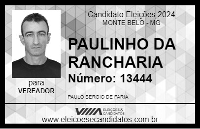 Candidato PAULINHO DA RANCHARIA 2024 - MONTE BELO - Eleições