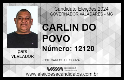 Candidato CARLIN DO POVO 2024 - GOVERNADOR VALADARES - Eleições