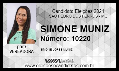 Candidato SIMONE MUNIZ 2024 - SÃO PEDRO DOS FERROS - Eleições