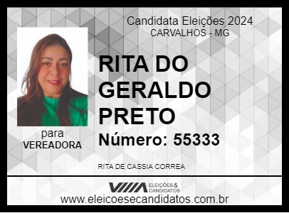 Candidato RITA DO GERALDO PRETO 2024 - CARVALHOS - Eleições