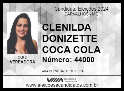 Candidato CLENILDA DONIZETTE COCA COLA 2024 - CARVALHOS - Eleições