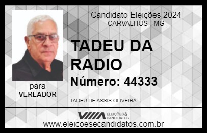 Candidato TADEU DA RADIO 2024 - CARVALHOS - Eleições