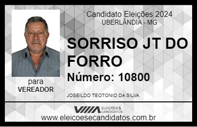 Candidato SORRISO JT DO FORRO 2024 - UBERLÂNDIA - Eleições