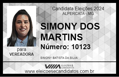 Candidato SIMONY DOS MARTINS 2024 - ALPERCATA - Eleições