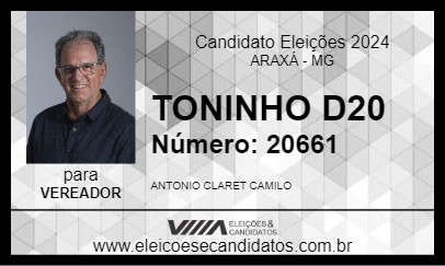 Candidato TONINHO D20 2024 - ARAXÁ - Eleições