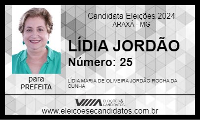 Candidato LÍDIA JORDÃO 2024 - ARAXÁ - Eleições