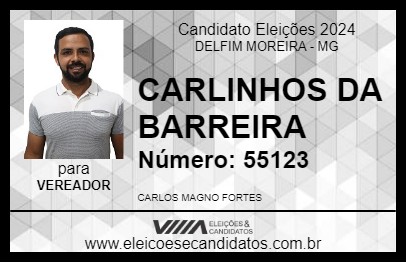 Candidato CARLINHOS DA BARREIRA 2024 - DELFIM MOREIRA - Eleições