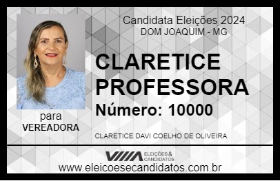 Candidato CLARETICE PROFESSORA 2024 - DOM JOAQUIM - Eleições