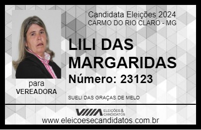 Candidato LILI DAS MARGARIDAS 2024 - CARMO DO RIO CLARO - Eleições