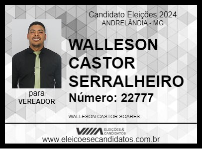 Candidato WALLESON CASTOR SERRALHEIRO 2024 - ANDRELÂNDIA - Eleições