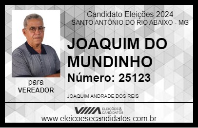 Candidato JOAQUIM DO MUNDINHO 2024 - SANTO ANTÔNIO DO RIO ABAIXO - Eleições