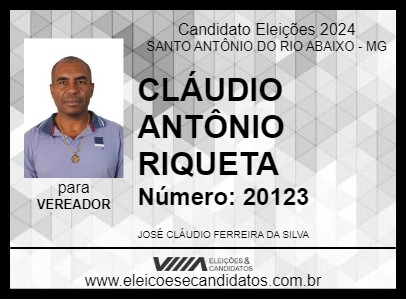 Candidato CLÁUDIO ANTÔNIO RIQUETA 2024 - SANTO ANTÔNIO DO RIO ABAIXO - Eleições