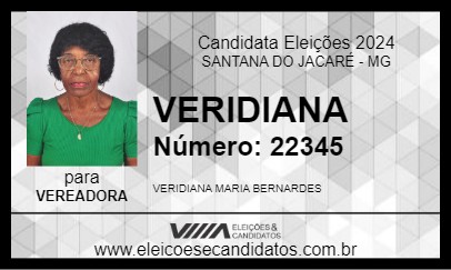 Candidato VERIDIANA 2024 - SANTANA DO JACARÉ - Eleições