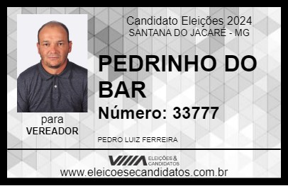 Candidato PEDRINHO DO BAR 2024 - SANTANA DO JACARÉ - Eleições