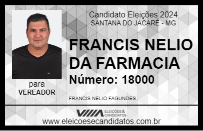 Candidato FRANCIS NELIO DA FARMACIA 2024 - SANTANA DO JACARÉ - Eleições