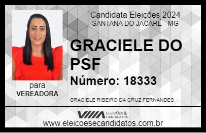 Candidato GRACIELE DA SAÚDE 2024 - SANTANA DO JACARÉ - Eleições