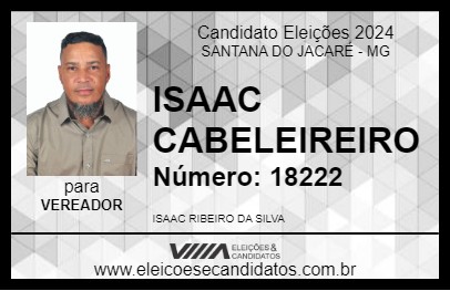 Candidato ISAAC CABELEIREIRO 2024 - SANTANA DO JACARÉ - Eleições