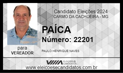 Candidato PAÍCA 2024 - CARMO DA CACHOEIRA - Eleições