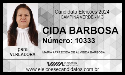 Candidato CIDA BARBOSA      2024 - CAMPINA VERDE - Eleições