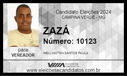 Candidato ZAZÁ      2024 - CAMPINA VERDE - Eleições