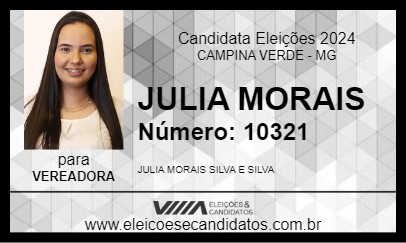 Candidato JULIA MORAIS        2024 - CAMPINA VERDE - Eleições