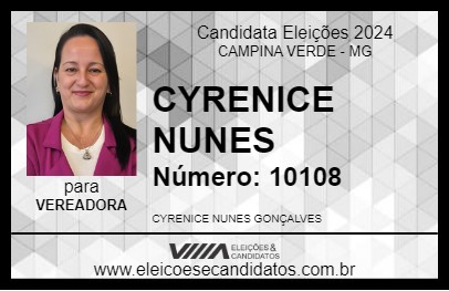 Candidato CYRENICE NUNES        2024 - CAMPINA VERDE - Eleições